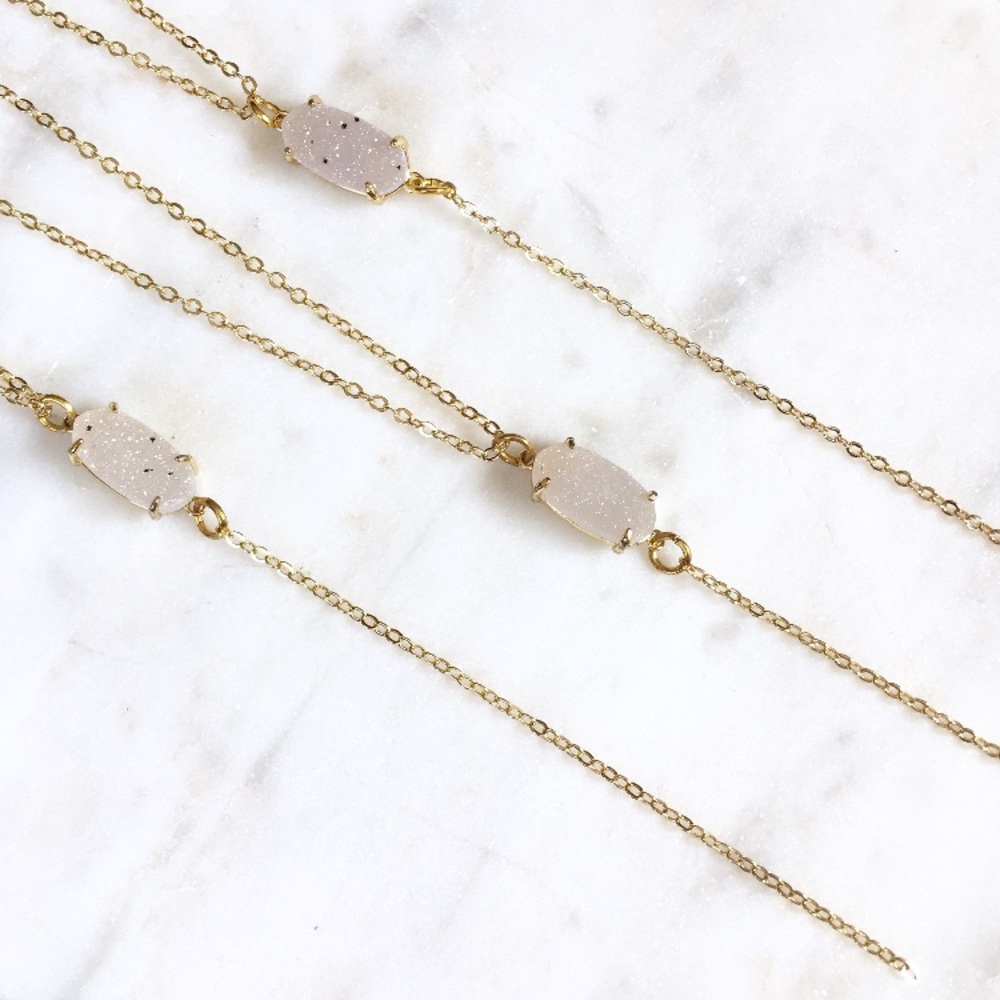 ✨Minimalist White Druzy Lariat Y Necklace✨ - Picture 5 of 5